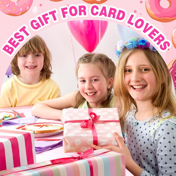 4 Pocket Card Binder 400 Card Holder Album, Pink Donut Trading Cards Holder Zipper Binder for Girl Teen Collection (Pink Donut, 400 Pocket)