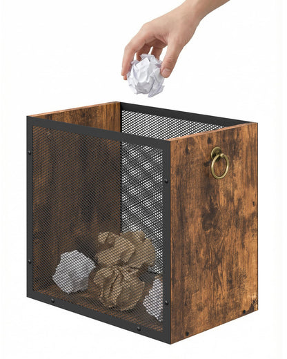 CHOEZON Waste Basket, 4.5 Gallon Rectangular Garbage Container, Trash Can, Trash Bin, for Bedroom, Office, Bathroom, Kitchen, Waste Rustic Brown and Black TCW33BF