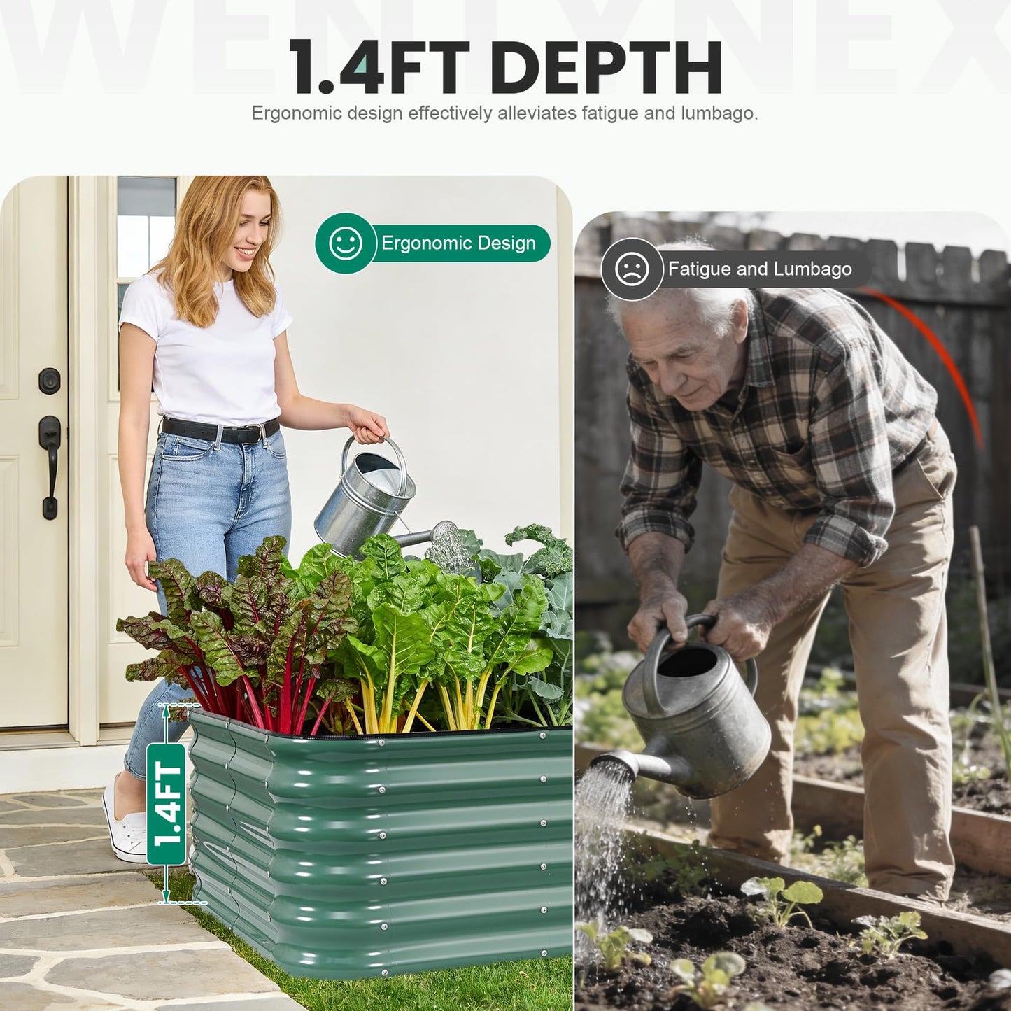 5×3×1.4FT Galvanized Raised Garden Bed Outdoor, Metal Raised Garden Bed Kit, Large Planter Raised Beds, 4 In1 Modular Raised Planter Box Outdoor,Raised Beds for Gardening for Vegetables Flowers Herbs
