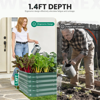 5×3×1.4FT Galvanized Raised Garden Bed Outdoor, Metal Raised Garden Bed Kit, Large Planter Raised Beds, 4 In1 Modular Raised Planter Box Outdoor,Raised Beds for Gardening for Vegetables Flowers Herbs