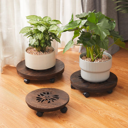 GZQWDC Wood Plant Stand Indoor,Plant Caddy with Lockable Wheels,Pot Stand,Rolling Plant Stand with Casters，Plant Dolly with Wheels ,Low Heavy Duty Plant Base with Wheels