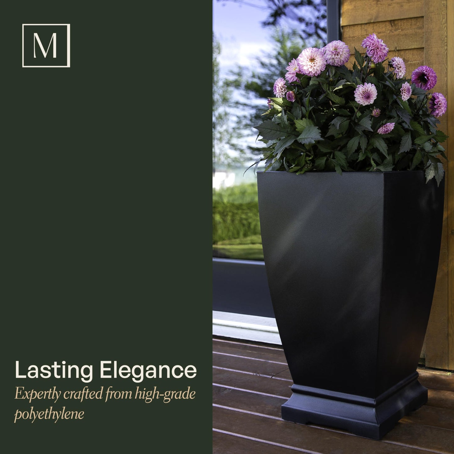Mayne Acadia 28-Inch Self-Watering Tall Planter, Weather-Resistant and Durable, Ideal for Indoor and Outdoor Use, Perfect for Patio, Porch, or Entryway