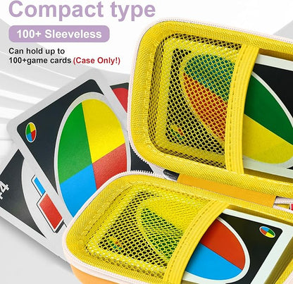 Leayjeen Cards Case Compatible with Skip BO/UNO/Pokemon/Phase 10 Card Game,Fits Up to 100 Cards,Carrying Storage Bag for Travel-Yellow(Case Only)