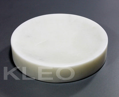 KLEO Soap Dish - Round Design | Natural White Marble Stone | Soap Holder | Soap Tray | Soap Case | Luxury Bath Accessories