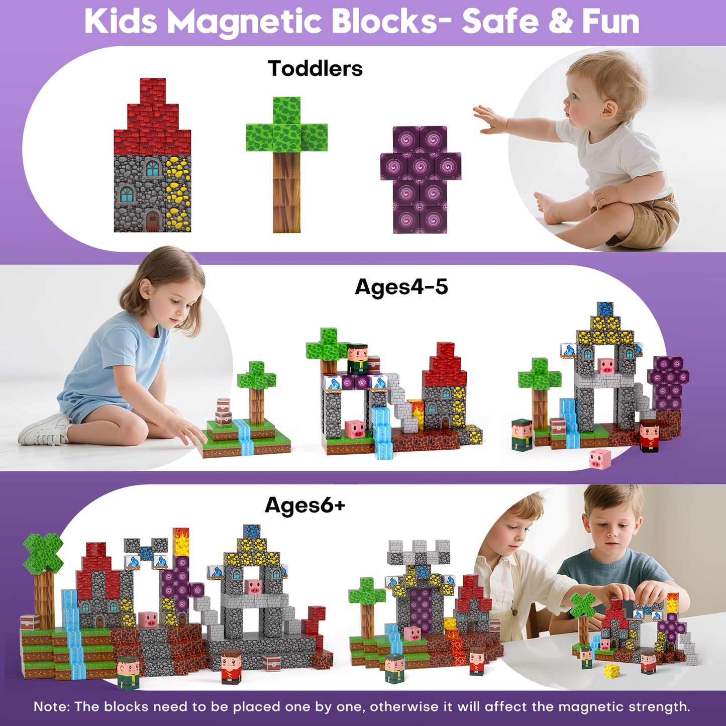 Gryxpox Magnetic Blocks, Magnetic Building Blocks 100pcs, Magnetic Blocks for Kids Ages 4-8, Magnetic Cubes STEM Sensory Toys for Ages 3+ Toddlers Boys & Girls–Christmas Birthday Party Kids Gifts