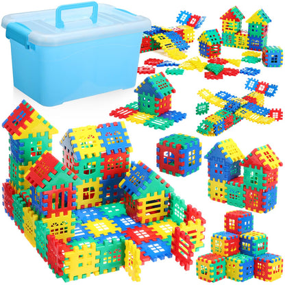Sonwyoung 155 Pieces Interlocking Building Blocks for Kids with Storage Box Building Toys Waffle Blocks for Kids Construction Learning Educational Toy Sets