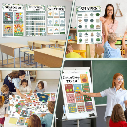 16 Pcs 16”x24” Large Educational Posters for Classroom Decor Educational Posters for Toddlers 1-3 Learning Poster for Boys Girls Ages 3-5 Kindergarten Preschool Classroom Teacher Must Haves Eucalyptus