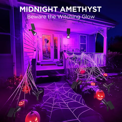 InnoGear Solar Lights Outdoor Waterproof Halloween Christmas Solar Garden Light for Outside Yard Landscape Lighting Pathway Spot Lights Spotlight Wall Light Auto On/Off, 2 Pack (Violet Purple Light)