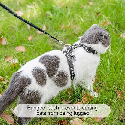 BEAUTYZOO Cat Harness and Leash Set Escape Proof for Walking, Kitten Soft Adjustable Vest Harnesses for Small Medium Large Cats, Easy Control Breathable Plaid Ribbon Nylon for Outdoor Indoor Use