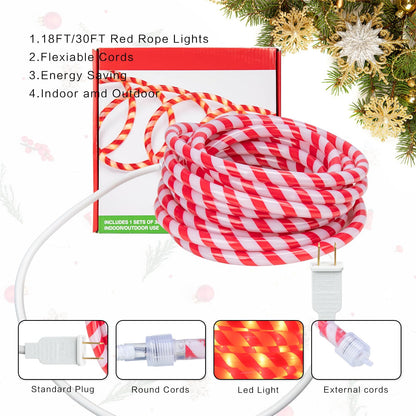Vigdur LED Rope Lights - 18FT Waterproof Decorative Christmas Lights - 216 LEDs - Red - Model 46286