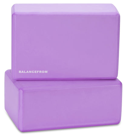 Fitvids Set of 2 High Density Yoga Blocks, 9"x6"x4" Each, Pair, Multiple Colors