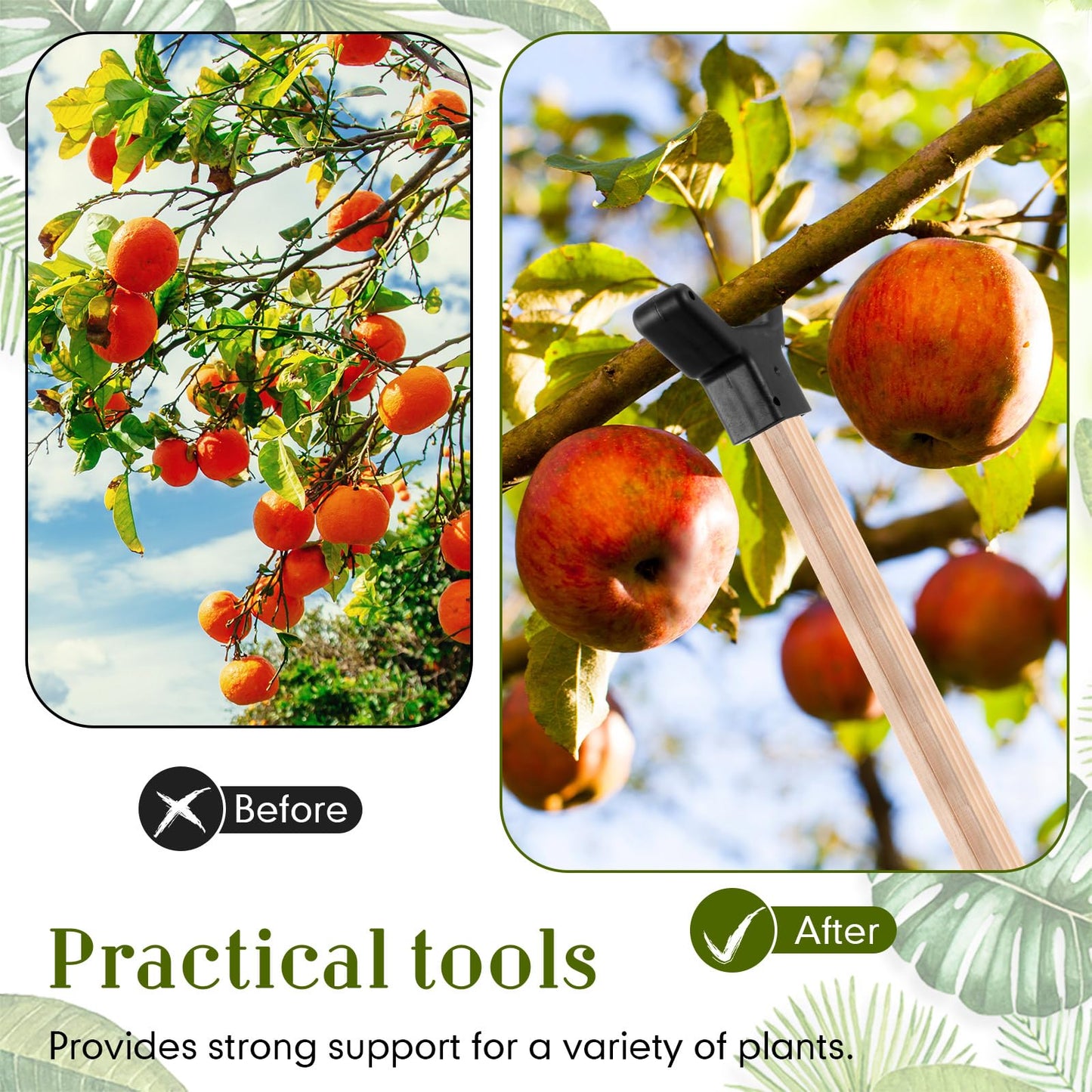Yungyan 16 Pcs Tree Support, Plastic Fruit Branch Support Device Tree Brace Prevent Them from Breaking for Vineyards Ornamental Gardens Orchards Fits on Standard 1.57 x 1.57 Inch Lumber (Black)