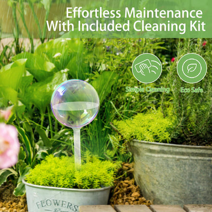 SOURACE 4PC Iridescent Self Watering Globes, Large Glass Rainbow Plant Watering Globes, Self Watering Planter Insert for Indoor and Outdoor, Plant Watering Blubs, Automatic Plant Waterer