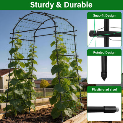 Toriexon Garden Arch Trellis for Climbing Plants, Adjustable Tunnel Trellis 7.4FT Tall & 2.8 FT Depth, Metal Plant Support Garden Trellis Arch for Outdoor Climbing Vine,Vegetable, Fruit, Flower