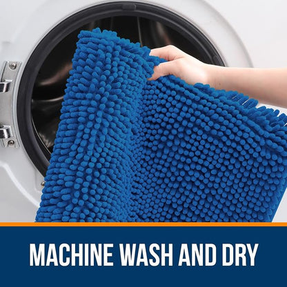 OLANLY Small Bathroom Rugs 24x16, Soft Absorbent Chenille Bath Rugs, Rubber Backing Quick Dry, Machine Washable Bath Mats for Bathroom Floor, Tub and Shower, Home Decor Accessories, Deep Navy Blue