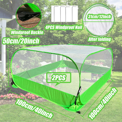 Pop Up Garden Mesh Plant Cover 2Pcs Outdoor Plant Protector Mesh Plant Enclosure Raised Bed Garden Bird and Pest Protection Guard for Fruits Vegetables Seedlings and Herbs