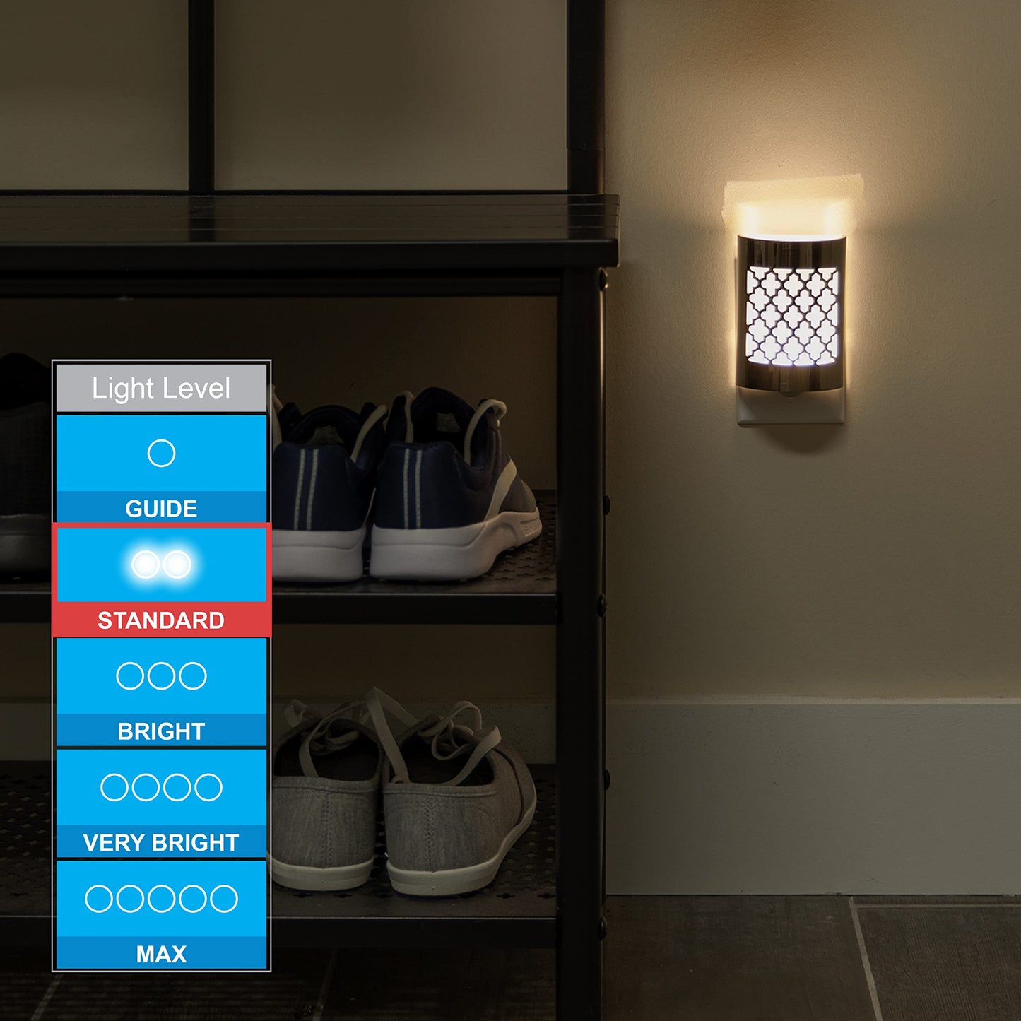 GE CoverLite LED Night Light, Plug-In, Dusk to Dawn Sensor, Home Decor, LED Lights for Bedroom, Bathroom, Kitchen, Hallway, 2 Pack, 46815, Brushed Nickel | Moroccan