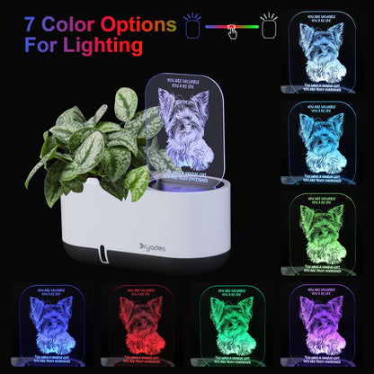 DRYADES Self-Watering Plant Pot with LED Note Board & 7 Colors Pen, Led Acrylic Message Board with Plant Pot,Dog Board Night Light with Planting Pot for Mother's Day/Children's Day Gifts(No Plant)