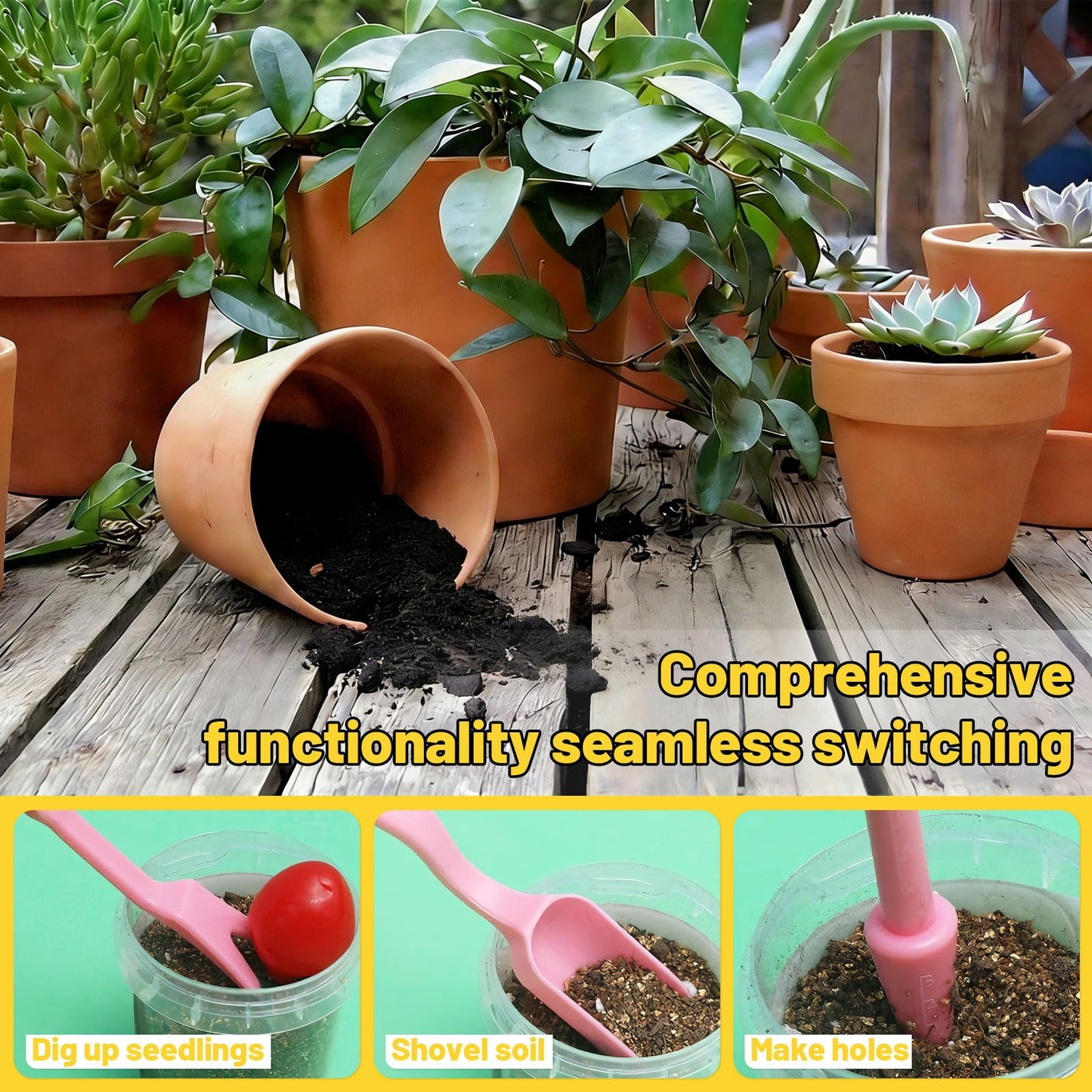 Binxus 25 Pcs Bonsai Soil Scoop Set, Small Mini Gardening Tools, Garden Hand Tools Kit for Indoor Plant Care, Succulent Planting Tools for Planting, Transplanting Digging (Colorful)