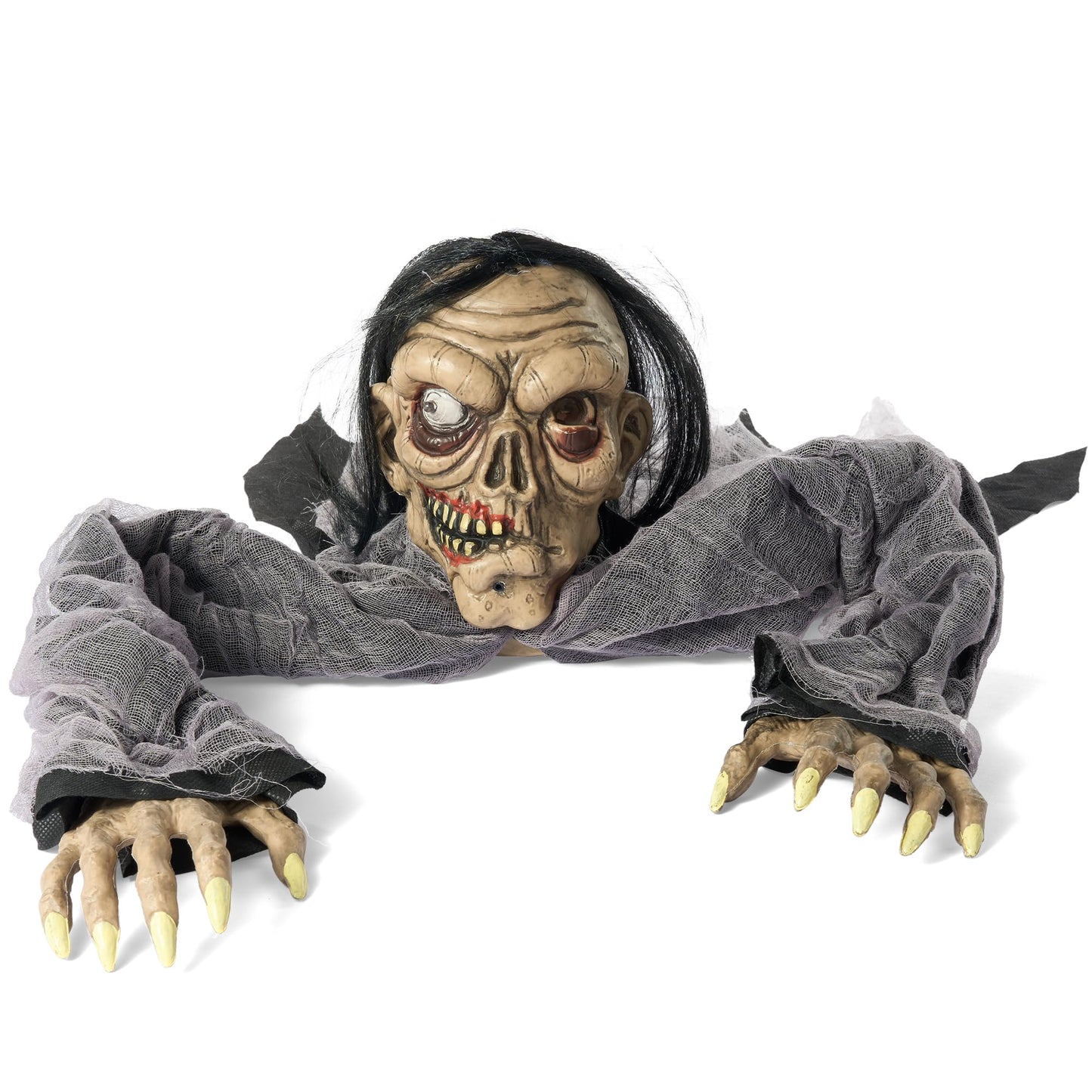 JOYIN Halloween Decorations Outdoor Zombie Groundbreaker with Decayed Face and Flash Eyes, Halloween Outside Decorations Scary Zombies Prop for Yard Graveyard Lawn Cemetery Decor