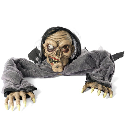 JOYIN Halloween Decorations Outdoor Zombie Groundbreaker with Decayed Face and Flash Eyes, Halloween Outside Decorations Scary Zombies Prop for Yard Graveyard Lawn Cemetery Decor