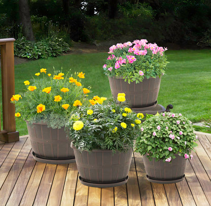 Quarut 4 Pack 10 inch Plant Pots and 3 Pack 10 inch Flower Pots with Drainage Holes and Saucer for Outdoor Indoor Plants.