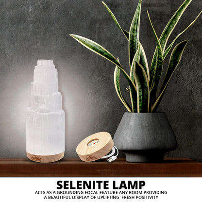 Himalayan Glow Selenite Crystal Lamp 20 cm, Hand Curved Moroccan Charging Station, Crystals and Healing Stones, Electric Cord with Dimmer Switch For Home Decor & Spiritual Protection 4-7 Lbs