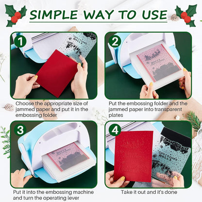 10 Pieces Christmas Embossing Folders Snowflake Deer Leaves Stencil Template DIY Craft Background Embossing Folders for Card Making Photo Album Scrapbooking Decoration