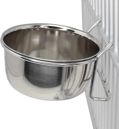 Bonka Bird Toys 800114 10oz Stainless Steel Hook Cup Water Food Treat Parrot Parrotlet Macaw Budgie