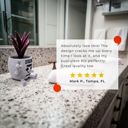 Funny Face Indoor Head Planter Pot, 3D Printed, Unique Small Succulent Flower Pot, Cute Cactus Planter, Indoor Home Decor, Office Desk Plant Pot, Novelty Gardening Gift Set