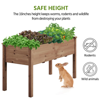 Yaheetech 1pc Raised Garden Bed 48x24x30in Elevated Wooden Horticulture Planter Box with Legs Standing Growing Bed for Gardening/Backyard/Patio/Balcony, Dark Brown