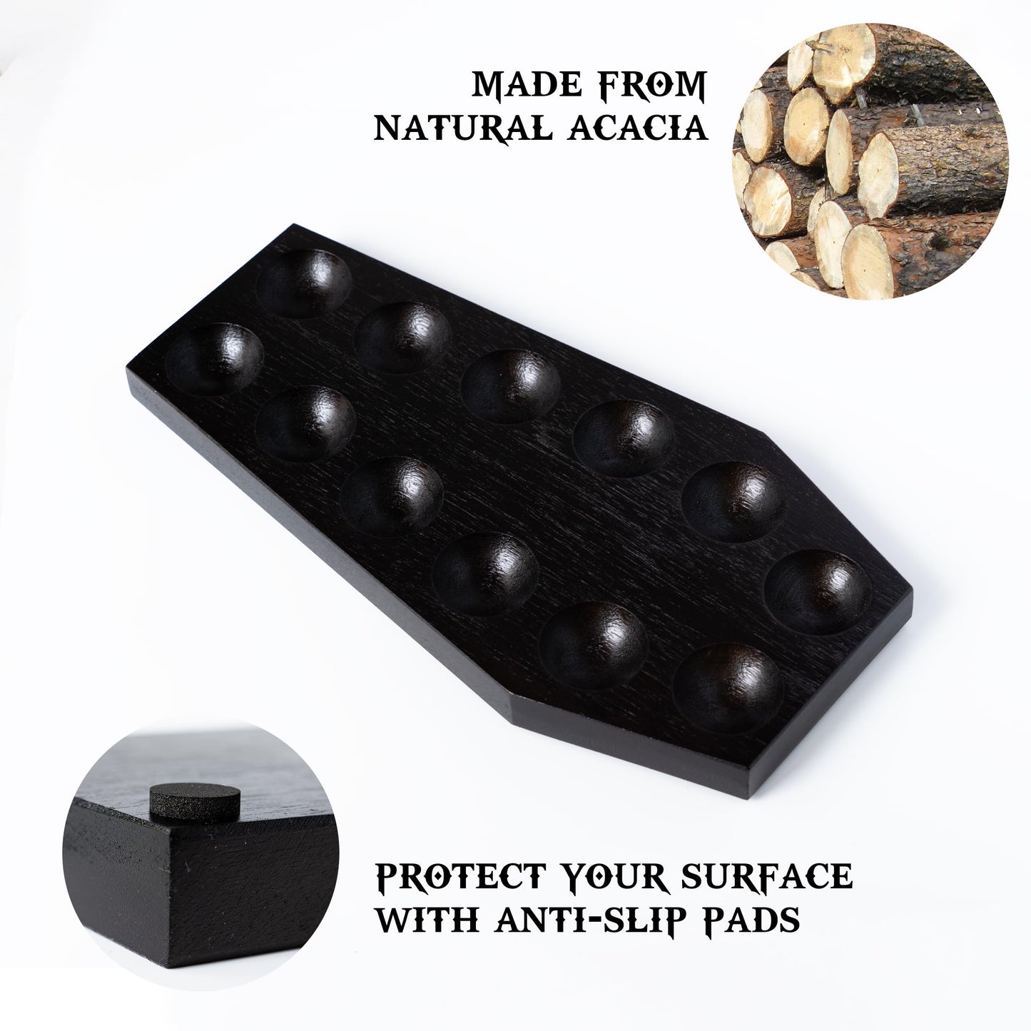 Spooky Gothic Coffin Egg Tray - Black Wooden Egg Holder for Soft Boiled Eggs - Unique Halloween Kitchen Decor - Ideal Gothic Kitchen Accessory - Perfect for Witchy, Haunted House Themes (12 eggs)