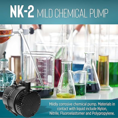 Little Giant NK-2 "NO-KORODE" Series, 115 Volt, 1/40 HP, 325 GPH Mild Acid, Alkalis and Hard Water Manual Submersible Pump with 18-Ft. Cord, Black, 527176
