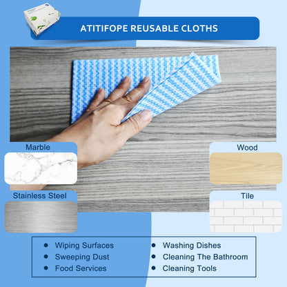 Atitifope Reusable Cleaning Cloths,50 Count,Thickened Heavy Duty Wipes for Kitchen,Bathroom,Car-Multi-Purpose Cleaning Towels