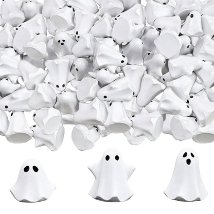 FESTGLOX 50Pcs Mini Resin Ghosts, Small Ghost Figurines, Tiny Halloween Miniatures for Spooky Tiered Tray Decor, Vase Filler, Home Tabletop Shelf Centerpieces, Party Favors Gift