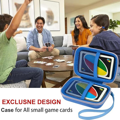 Leayjeen Cards Case Compatible with Skip BO/UNO/Pokemon/Phase 10 Card Game,Fits Up to 108 Cards,Carrying Storage Bag for Travel-Blue(Case Only)