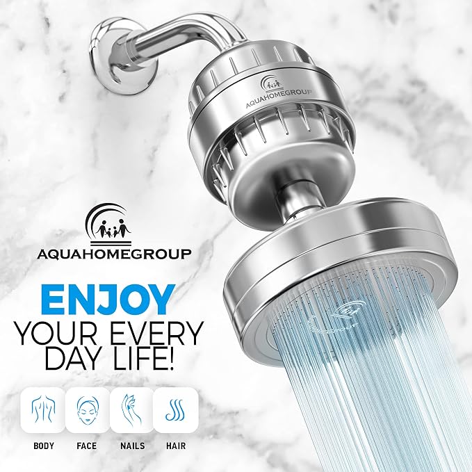 AquaHomeGroup - Filtered Shower Head Chrome & 2 x cartridges