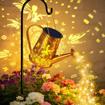 YJFWAL Solar Watering can with Lights, Unique Gifts for Mom Grandma Women Birthday, Waterproof Gardening Gifts Watering Can with Cascading Lights Outdoor Decor for Garden Patio Yard Pathway Backyard