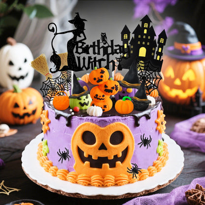 Knana 18Pcs Witch Cake Topper Halloween Cake Toppers Halloween Witch Cake Decorations for Scary Witch Birthday Party Supplies