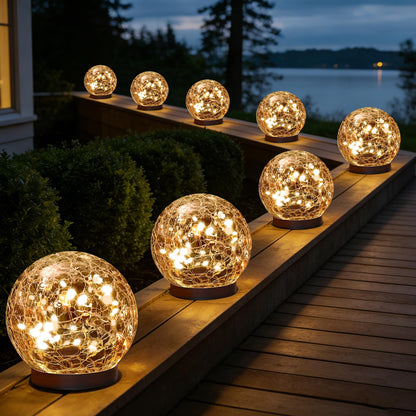 MLKNK Solar Globe Lights Outdoor Waterproof-Solar Balls-Solar Garden Lights-Orbs for Outside 8 Pack Cracked Glass Ball for Lawn Patio Yard Backyard Decorations