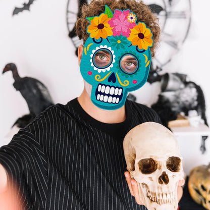 80UncleKimby 8PCS Dia De Los Muertos Masks - Halloween Felt Sugar Skull Crafts, Day of The Dead Costume Accessories Decorations Classroom Activities Party Favors