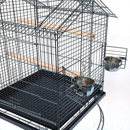 20-Inch Pagoda Roof Top Parrot Lovebird Cockatiel Cockatiels Parakeets Home House Cage with Removable Rolling Stand