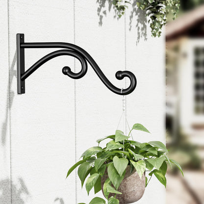 Qiuzido 8 Inch Plant Hanger Plant Hook - 2 Pack Metal Plant Bracket Wall Hooks, Modern Designfor Hanging Flower Basket, Lanterns, Bird Feeder, Wind Chimes Indoor & Outdoor.
