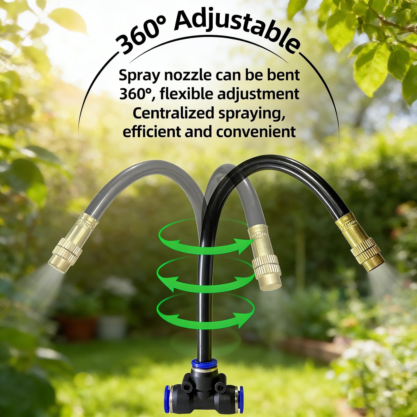 60 Ft Drip Irrigation System for Garden - Drip Irrigation Kit with 19 360°Adjustable Copper Nozzles Hose, Automatic Atomizing Plant Watering Sprinkler System for Yard, Lawn, Greenhouse, Potted