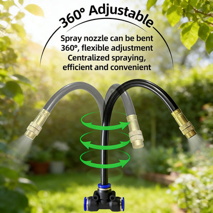 60 Ft Drip Irrigation System for Garden - Drip Irrigation Kit with 19 360°Adjustable Copper Nozzles Hose, Automatic Atomizing Plant Watering Sprinkler System for Yard, Lawn, Greenhouse, Potted