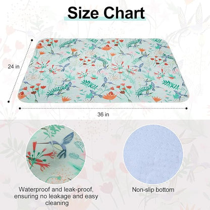 BEAUTYZOO Reusable Puppy Pads,Washable Pee Pads for Dogs,Non Slip Wee Wee Pad for Potty Training,Thick Heavy Absorbent Underpads for Playpen,Bed,Sofa,Crate,Whelping,Travel & Outdoor Spring, 24" x 36"