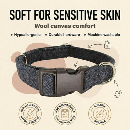 Gracie To The Rescue Wool Dog Collar - Hypoallergenic, Odor Resistant, Supports Dog Rescues