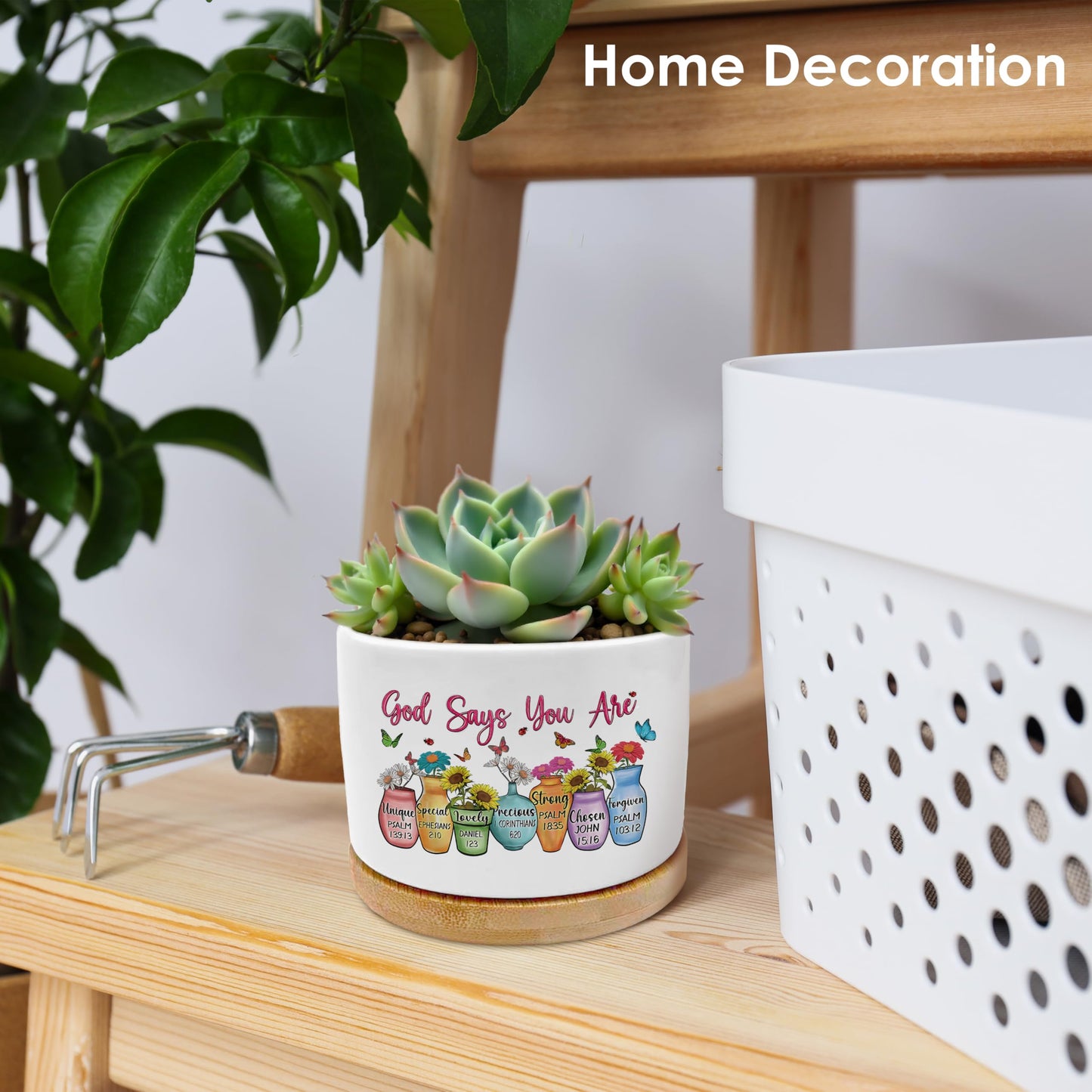 ROXMART God Says You are Christian Plant Pots, Christian Religious Gifts for Women Succulent Planters, Bible Verse Gifts Ceramic Plant Flower Pots for Home Office Desk Table Shelf(No Plants)