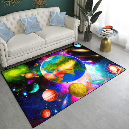 Solar System Rug - Galaxy Area Rugs for Boys Bedroom Kids Play Rug Colorful Universe Planet Print Carpet Outer Space Floor Mat Kids Rugs for Living Room,4'×5'