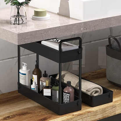 SOLEJAZZ Slim Rolling Storage Cart with Wheels 3 Tier Skinny Bathroom Storage Organizer Thin Laundry Room Utility Cart Space-Saving for Bedside Kitchen Office Small Narrow Places, Black